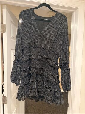 The East Order black dress with white polka dots